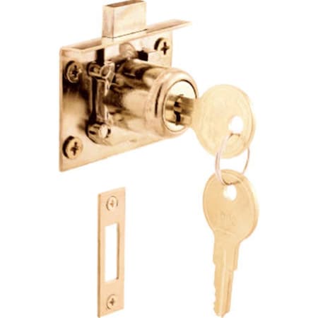 Prime-Line Prime Line U 10665 0.88 in. Drawer & Cabinet Lock; Brass Plated 526255